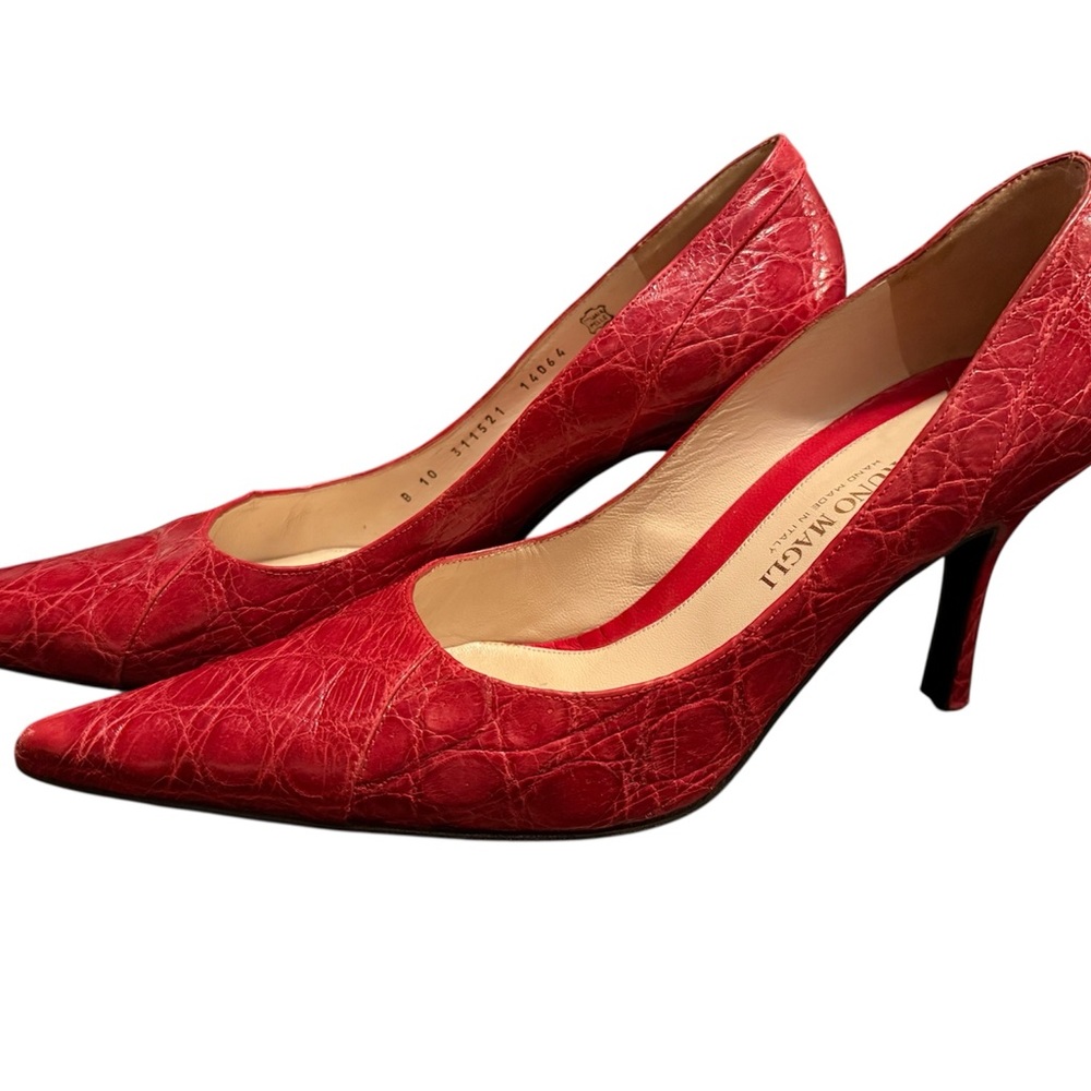 Bruno Magli Red Croco Leather Heels, size 10B